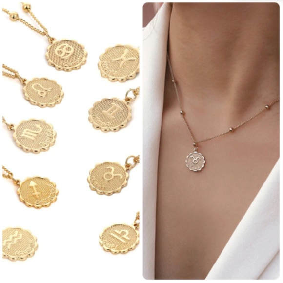 Zodiac Sign Astrological Beaded Gold Necklace - Picture 6 of 12